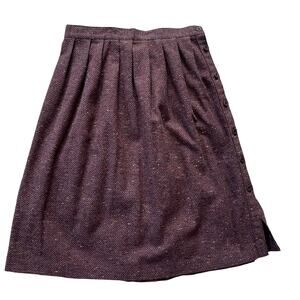 Oscar de la Renta Vintage Purple Pleated Tweed Skirt Size 12 Runs Small